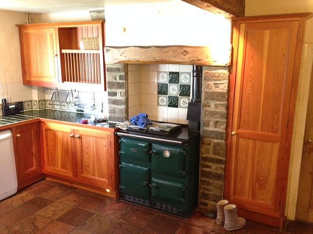 Before. The original hand built pine kitchen.