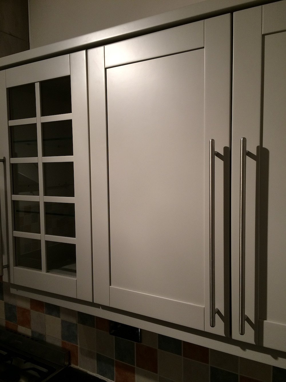 Resprayed stained cherry kitchen in Bramhall - After